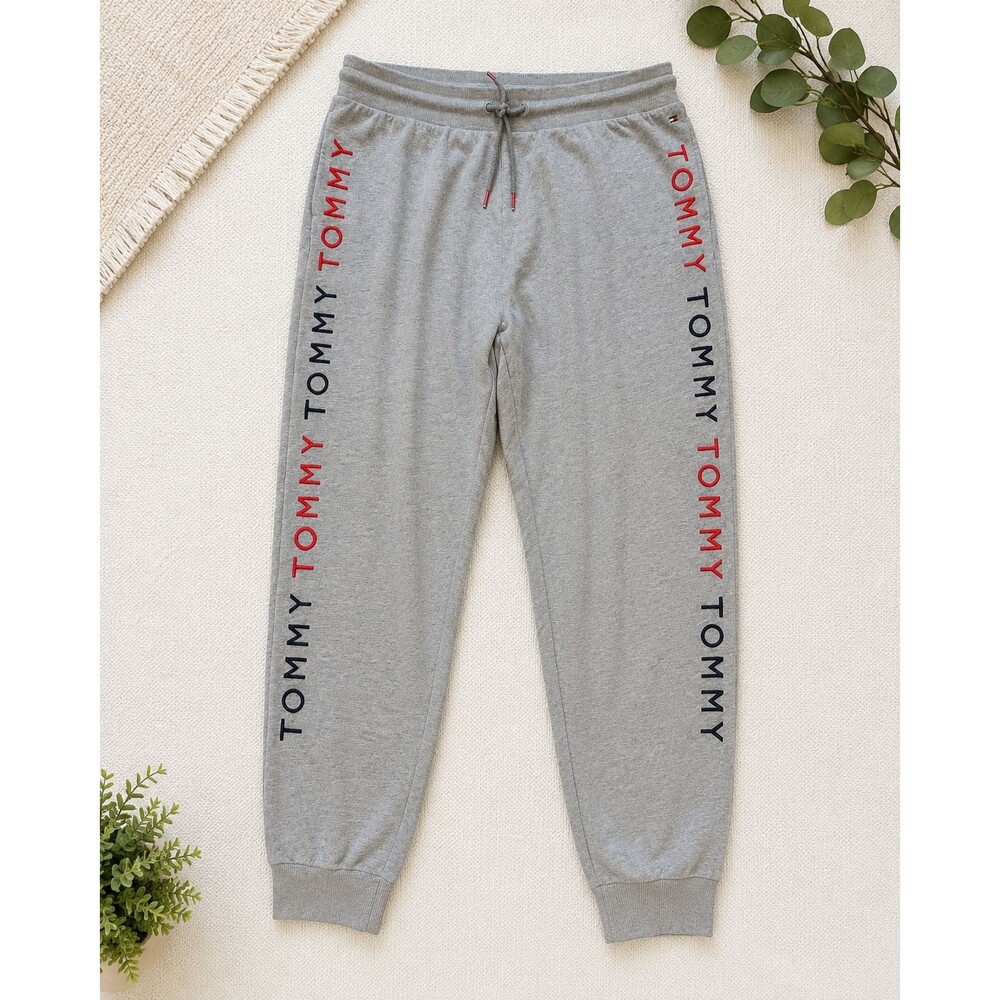 Tommy Hilfiger Men’s 3XL Gray Embroidered Spellout Jogger Sweatpants